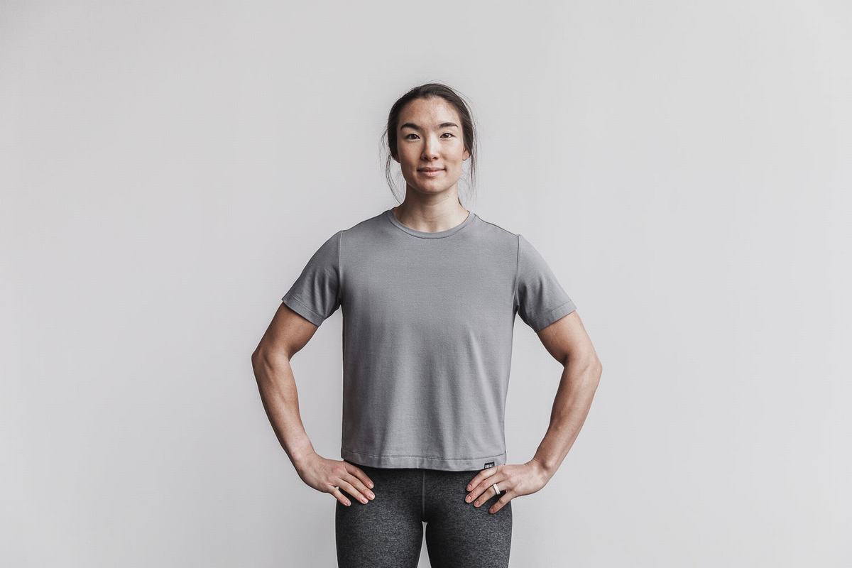 Nobull Lightweight Boxy Women's T Shirts Dark Grey | Australia (AC9283)